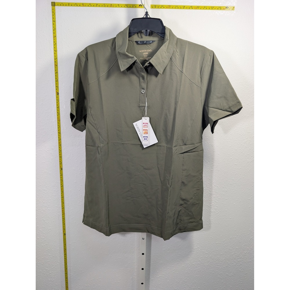 North End Women Polo Shirt Dark Oakmoss Green Performance Stretch UPF 40+ L